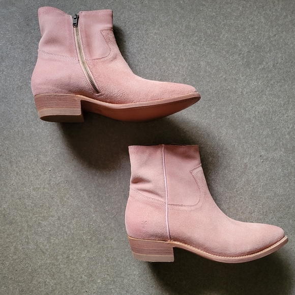 🌟 AUTHENTIC ✨️ NEW Frye Suede Billy Short Boots Dusty Rose Pink 👢 Size 10 - Picture 3 of 16
